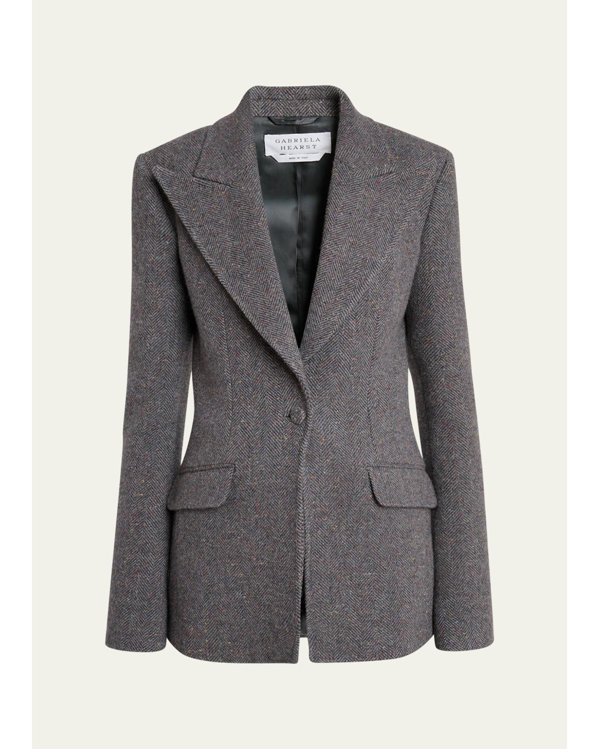 Gabriela Hearst Leiva Speckled Herringbone Single-breasted Blazer In Gray