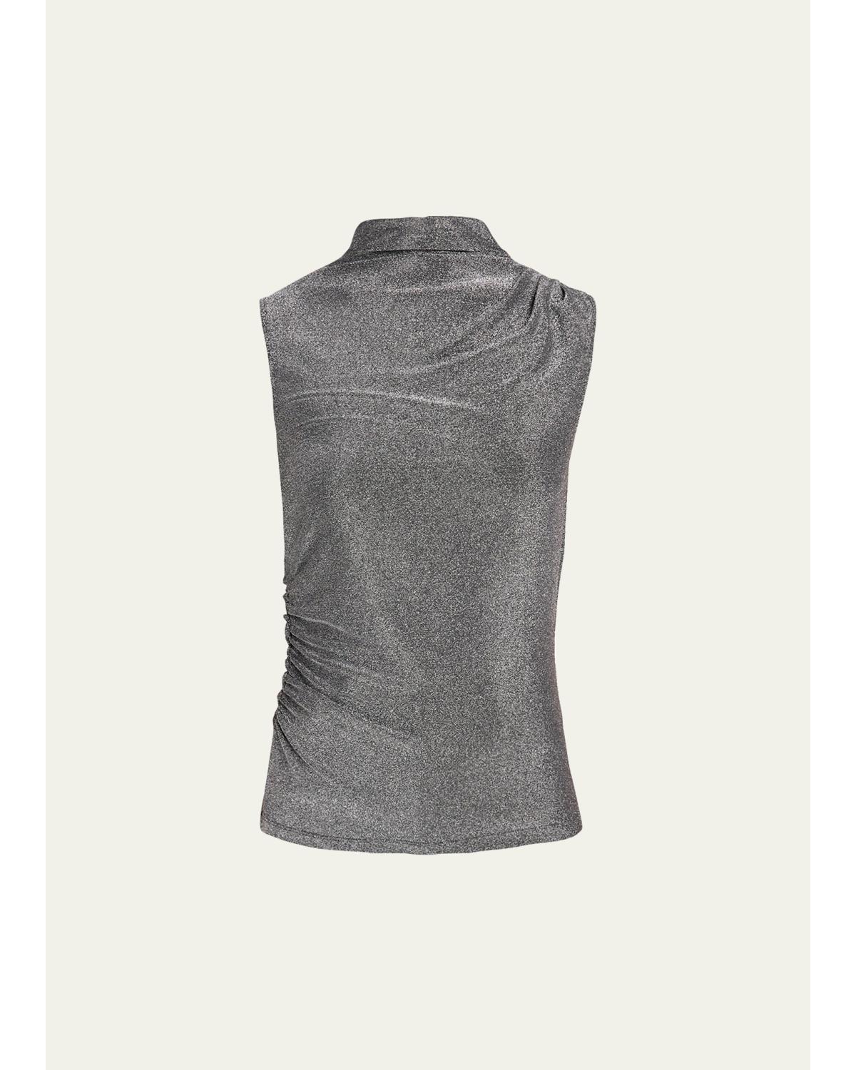 Mylie Metallic Mock-Neck Tank Top