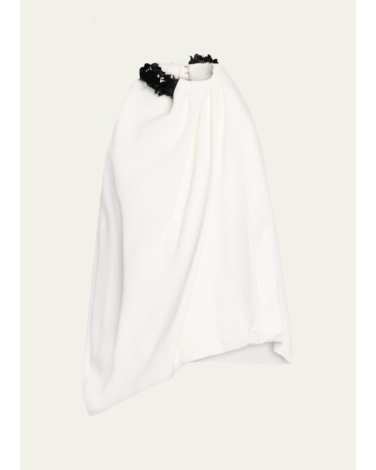 Haze Draped Sequin-Trim Asymmetric Top