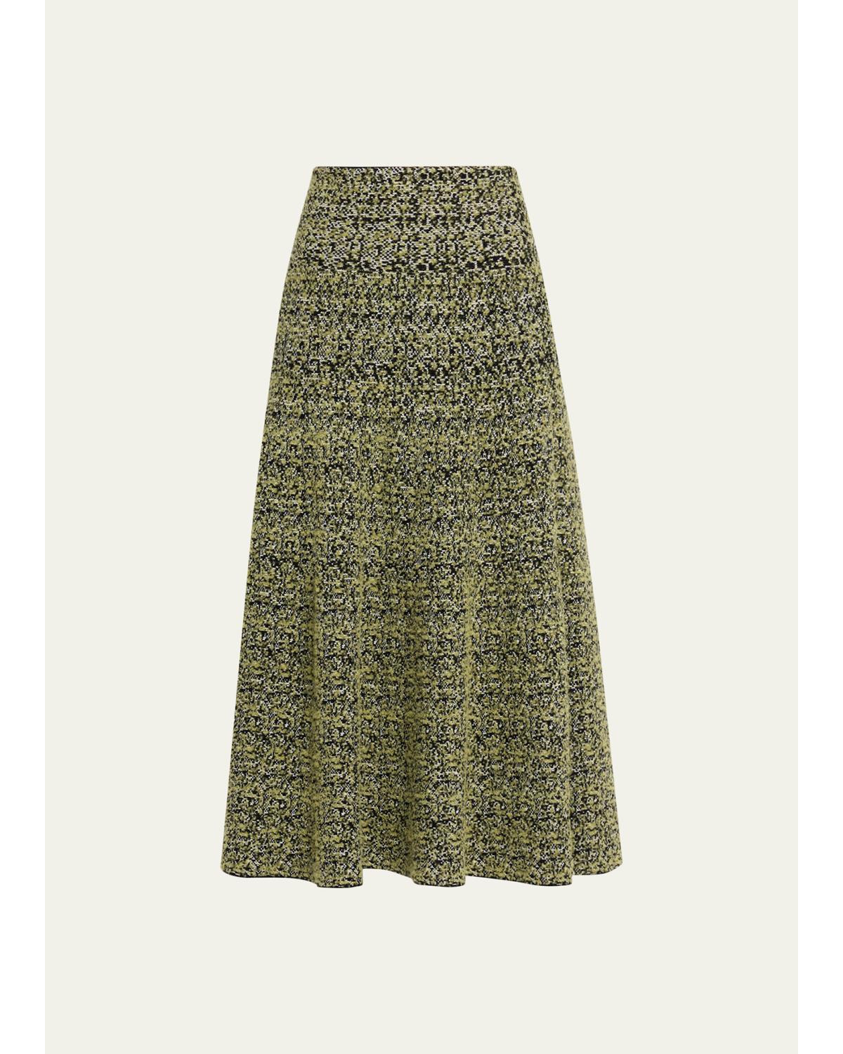 Brandon Maxwell Miller Textured Knit A-line Midi Skirt In Green