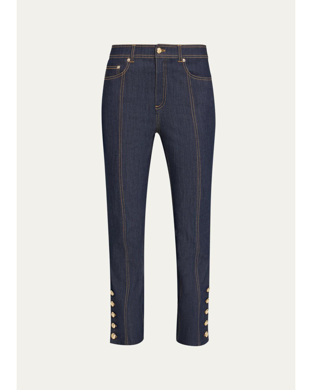 Maggie Button-Embellished Bootcut Jeans