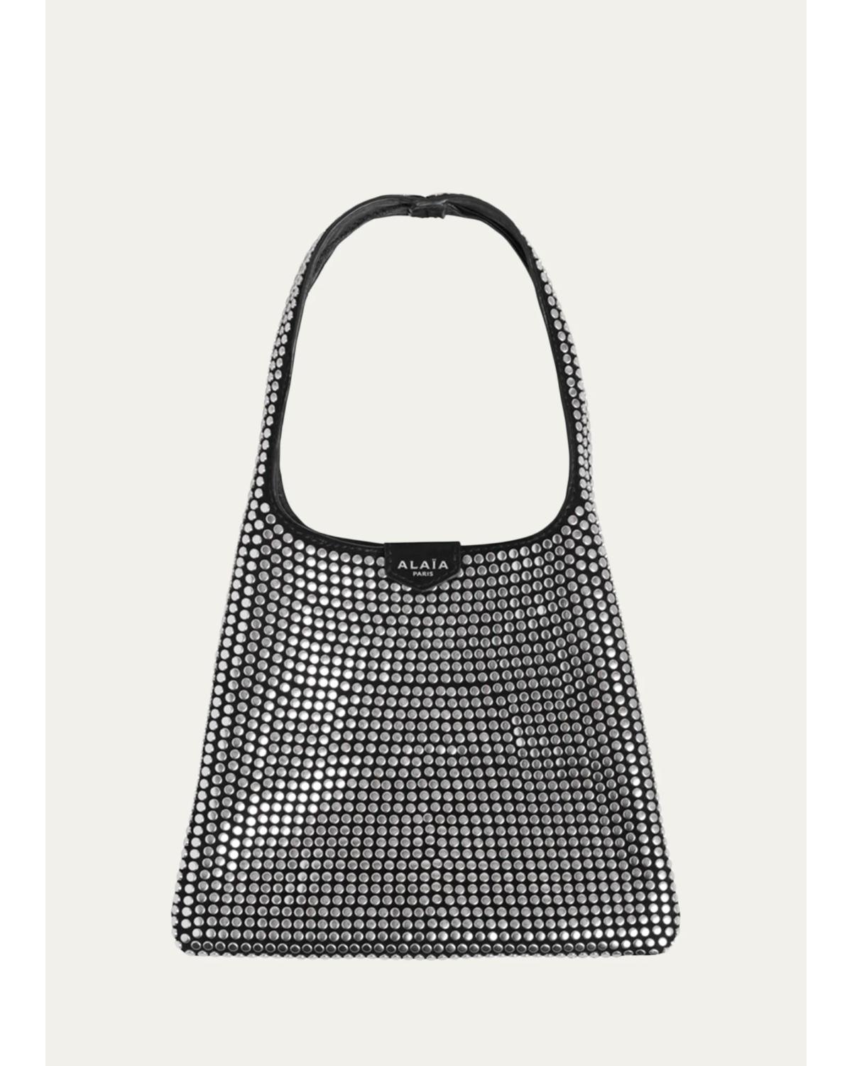 Alaïa Hobo Small Studded Leather Hobo Bag In Noir