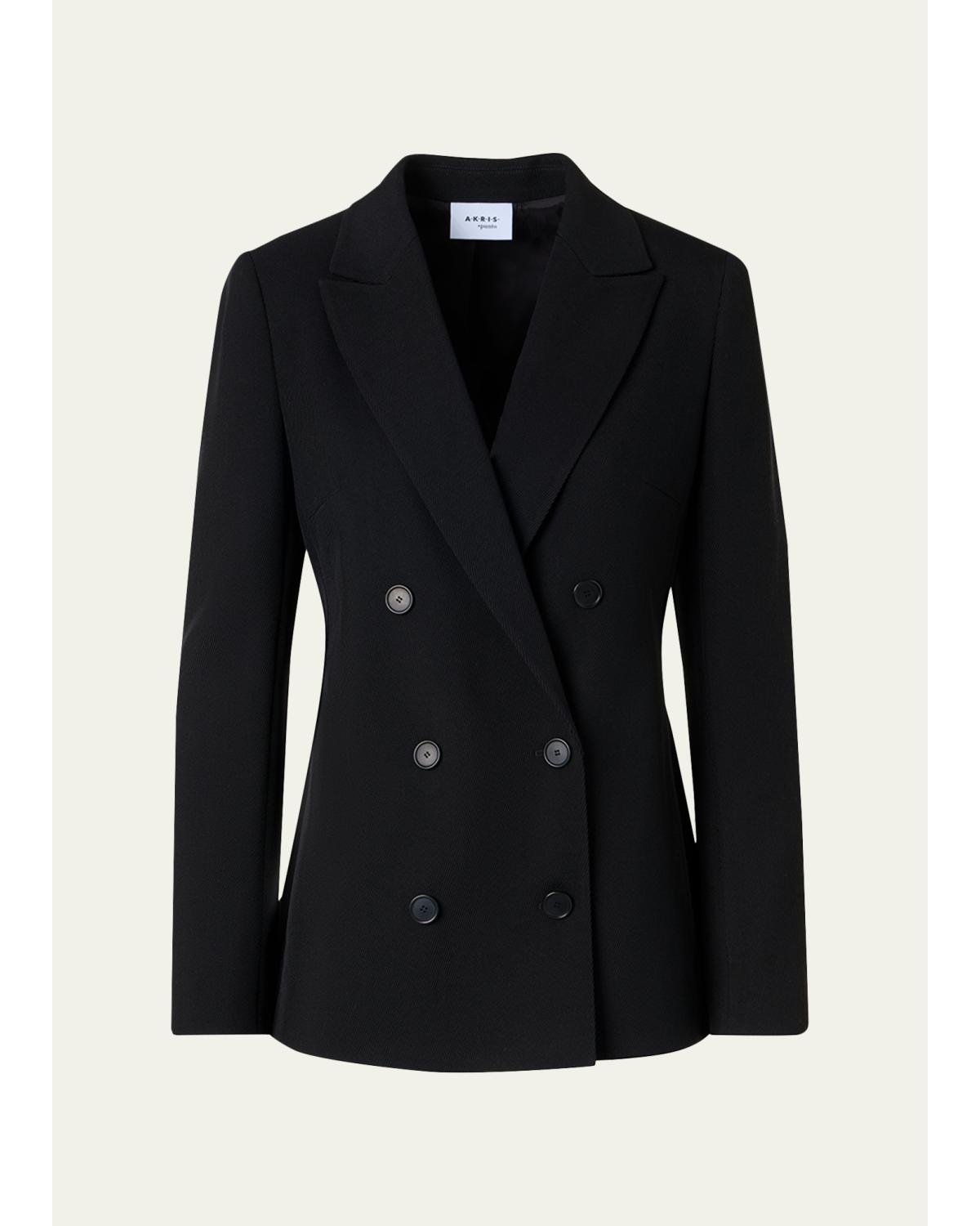 Wool Tricotine Double-Breasted Jacket