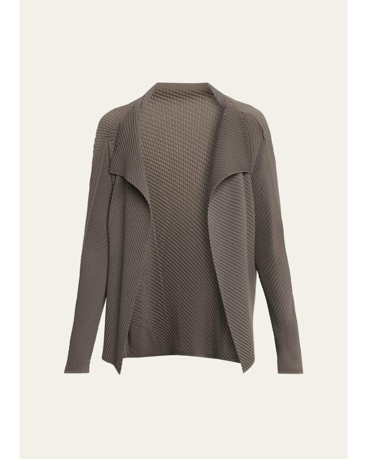 Issey Miyake Misty Pleats Open Cardigan In Gray