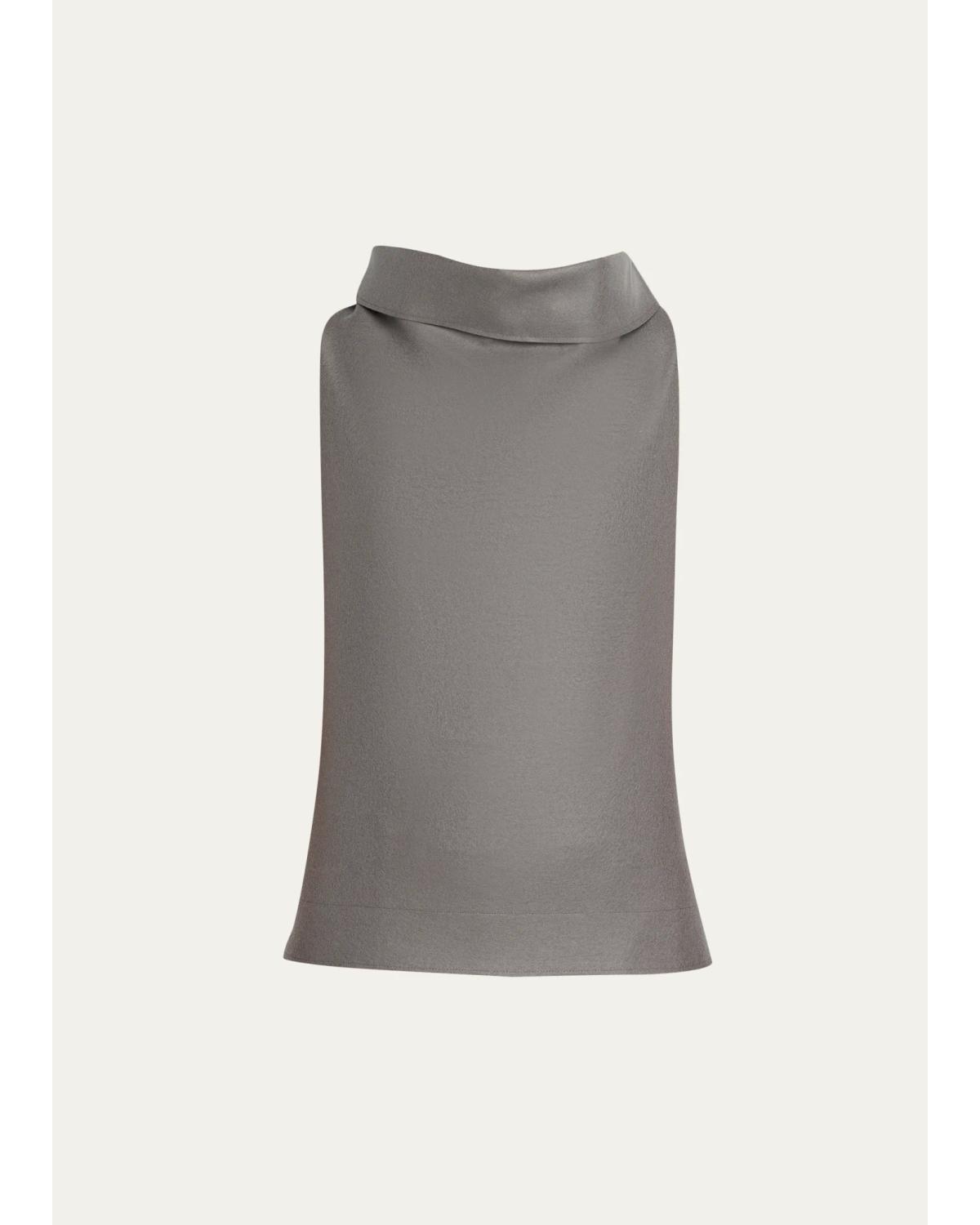 Draped Cowl-Neck Sleeveless Top