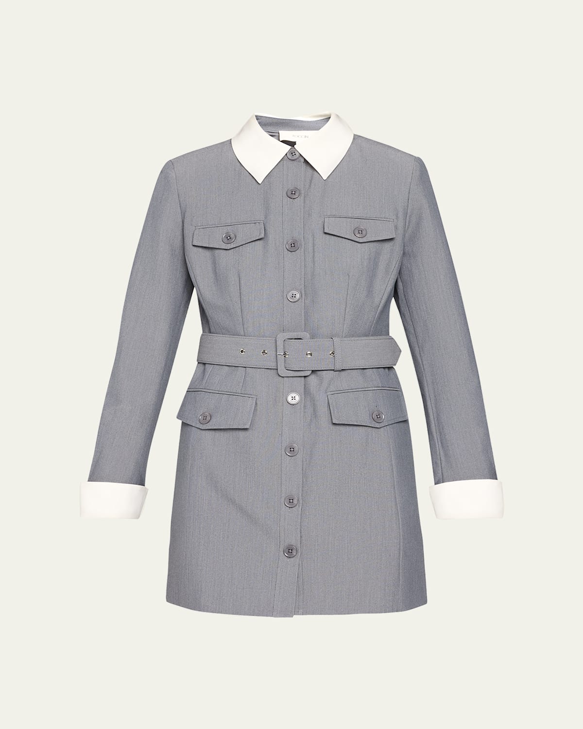 Toccin Valerie Belted Mini Shirtdress In Steel