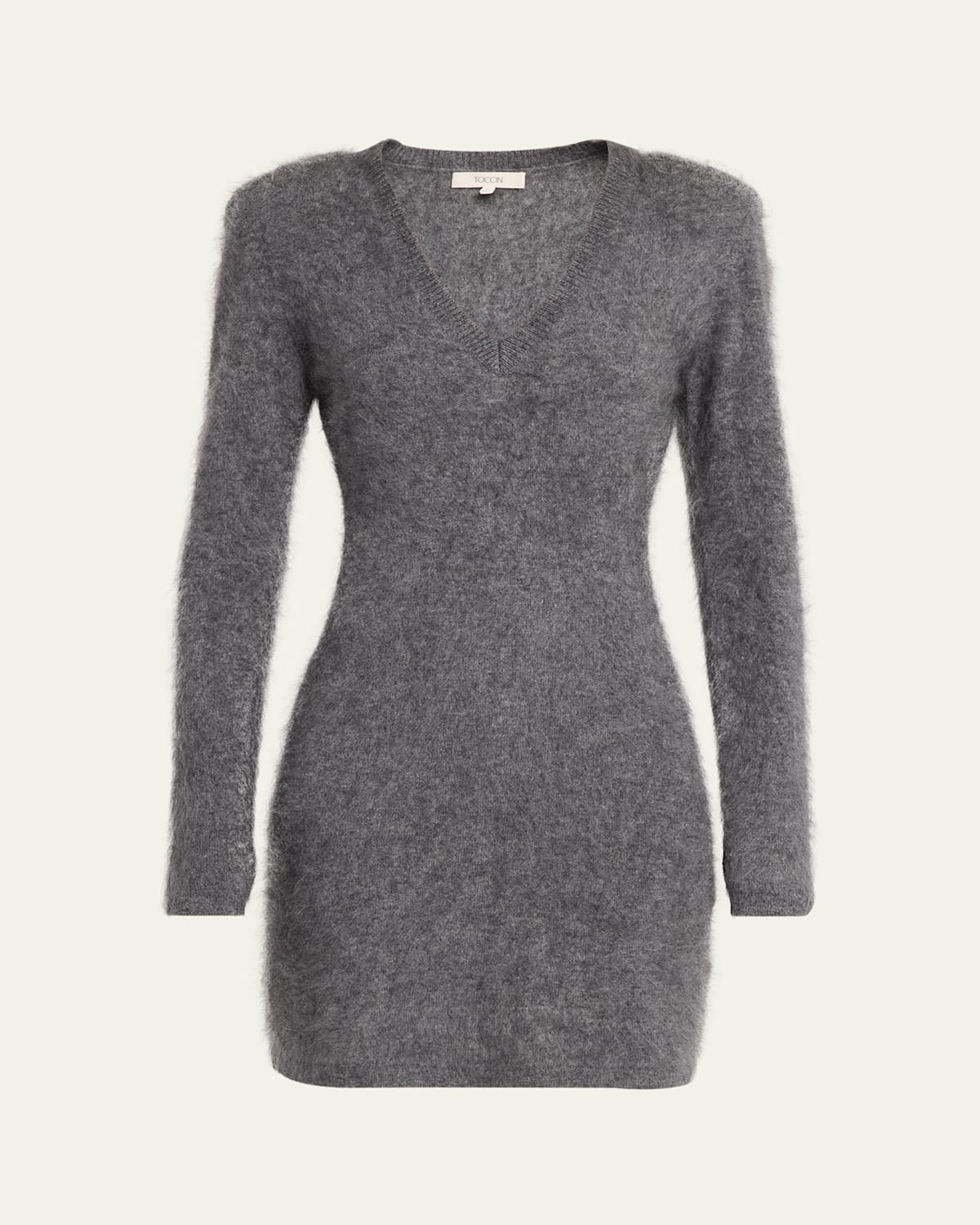 Toccin Sara Brushed Cashmere Mini Sweater Dress In Gray