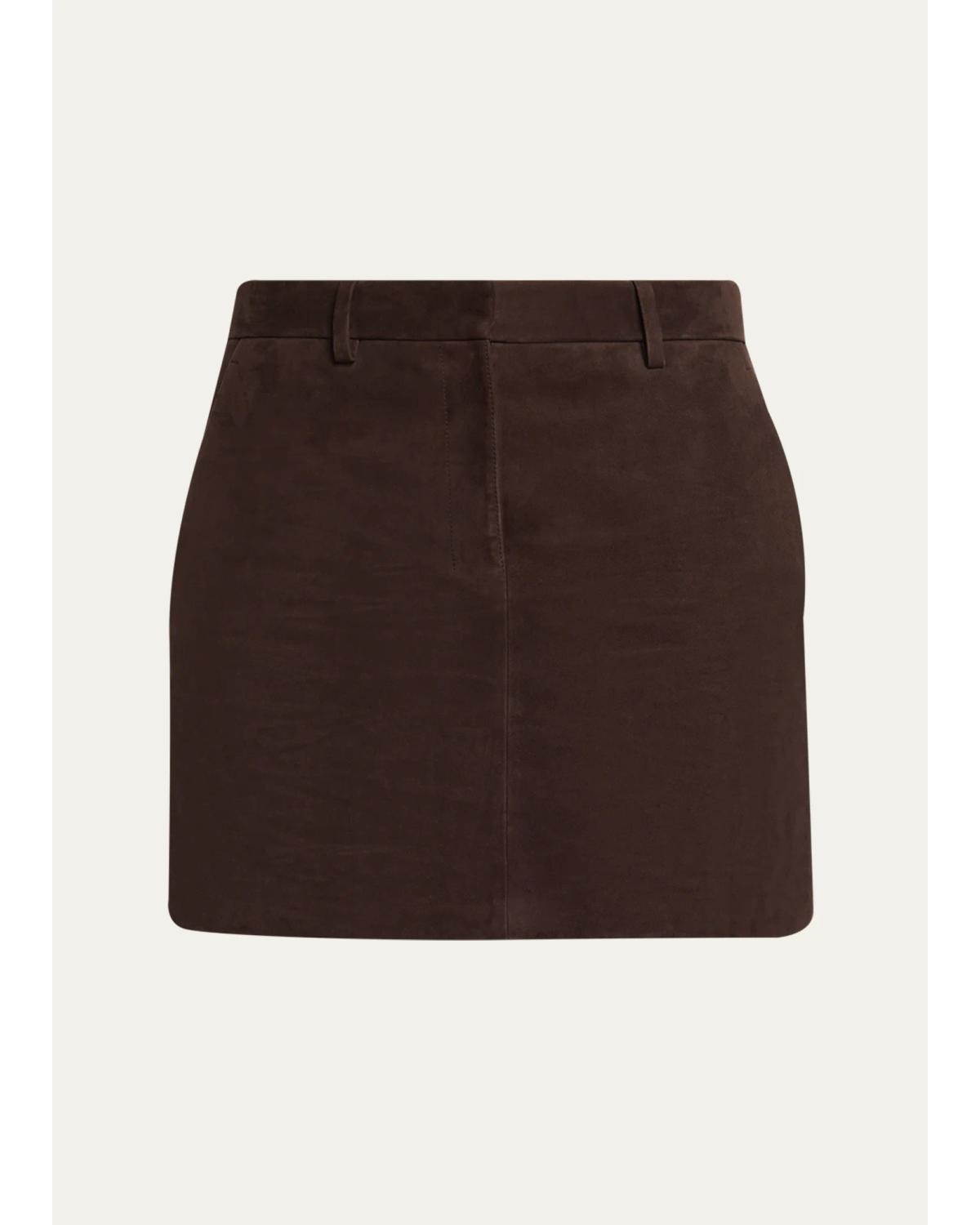 Low-Rise Suede Mini Trouser Skirt