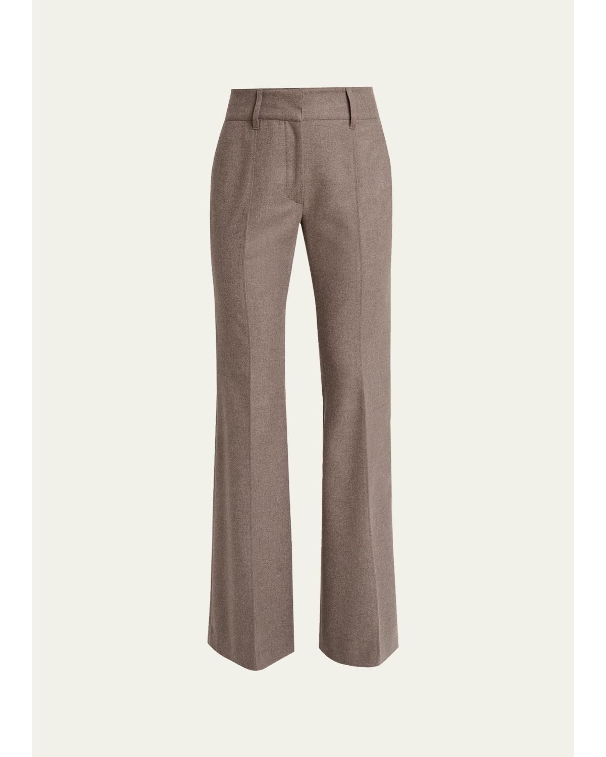 Gabriela Hearst Rhein Wool-cashmere Flannel Flare Pants In Walnut