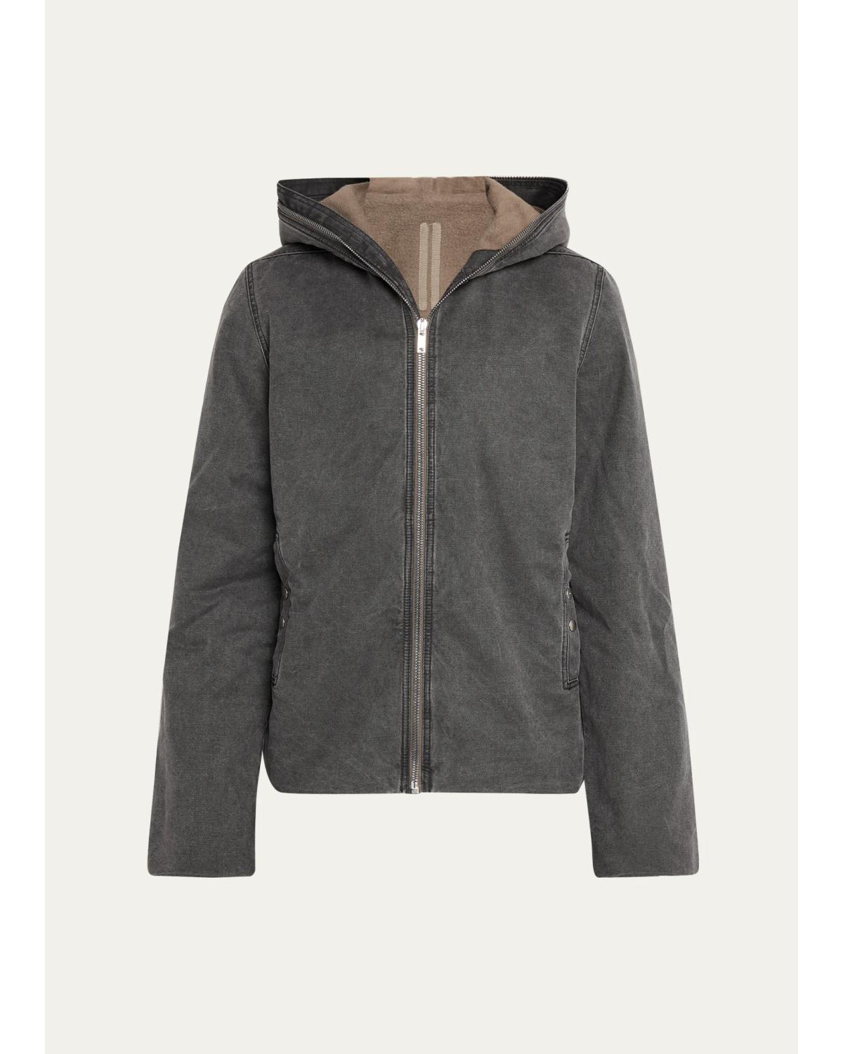 Men'S Washed Cotton Hooded Full-Zip Jacket