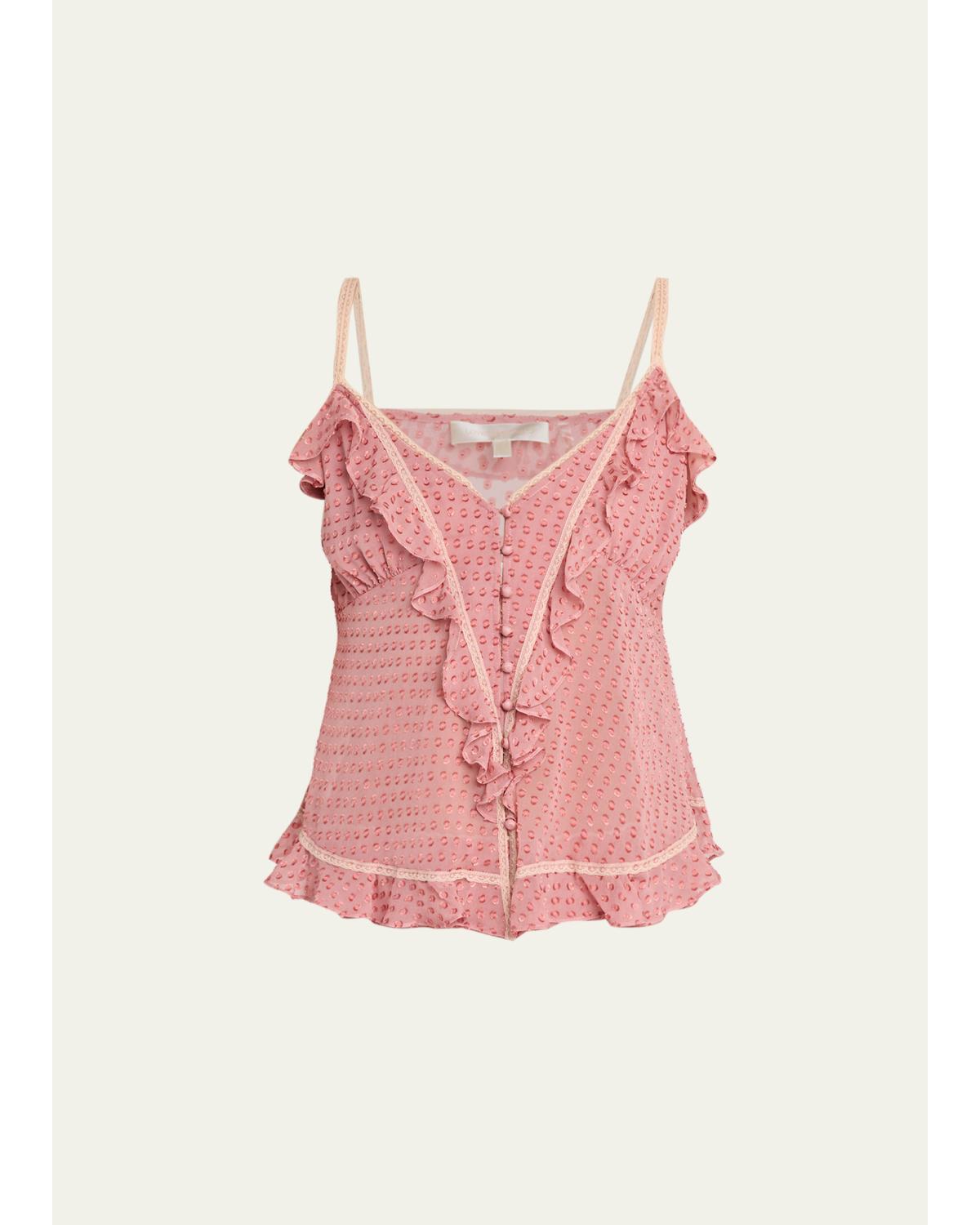 Temperance Fil Coupe Lace-Trim Ruffled Cami