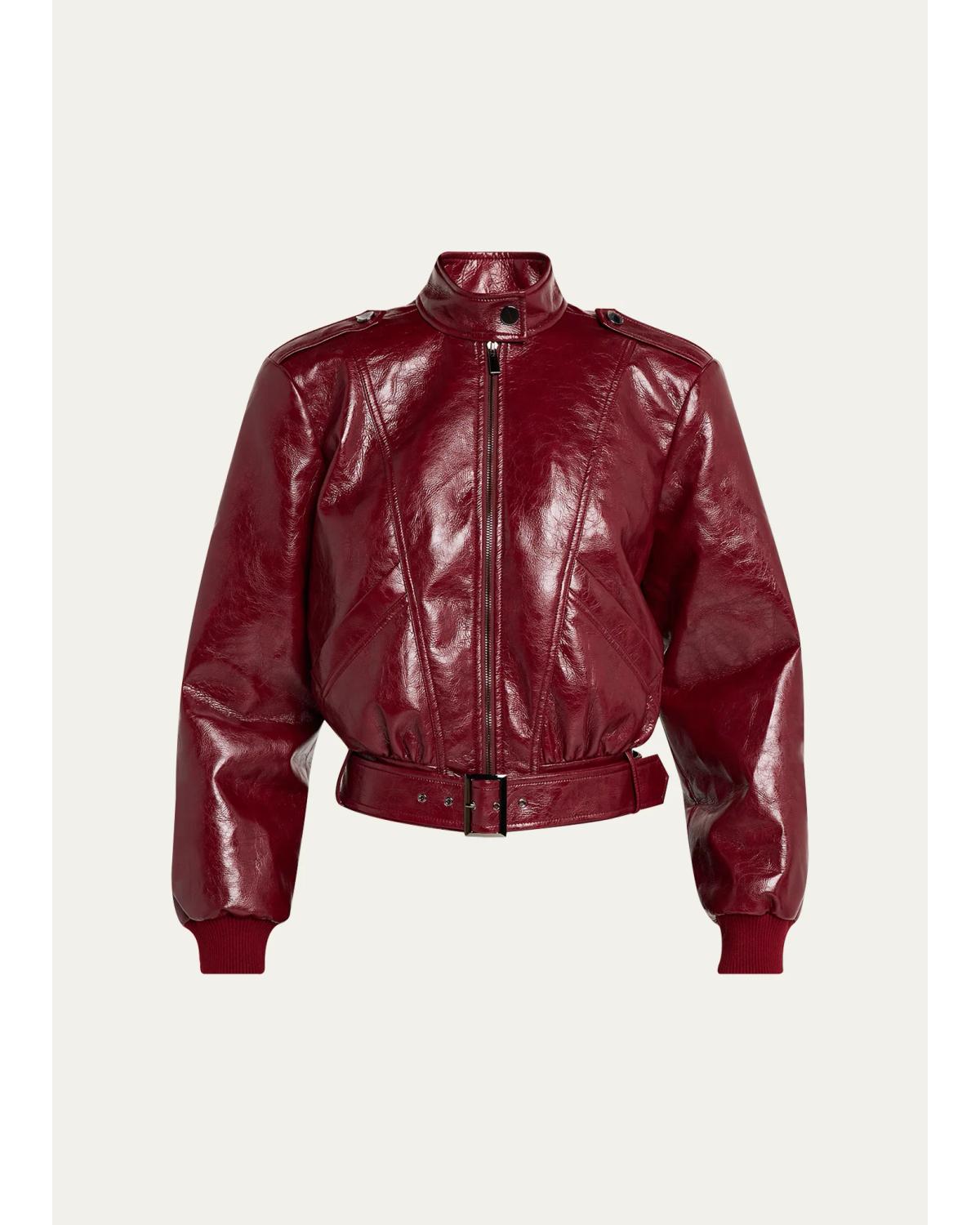 Keeley Belted Faux Leather Biker Jacket