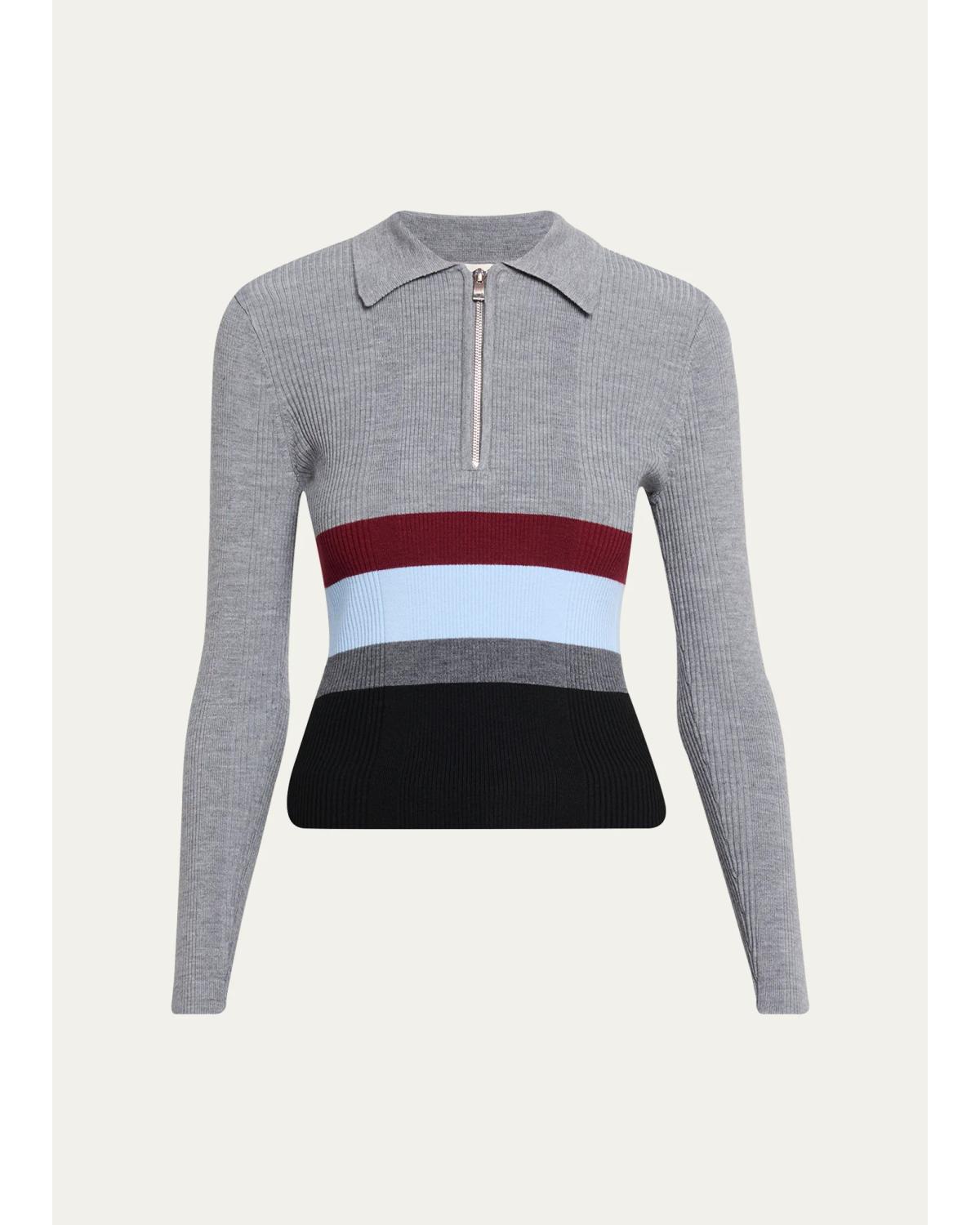 Faye Colorblock Half-Zip Polo Sweater