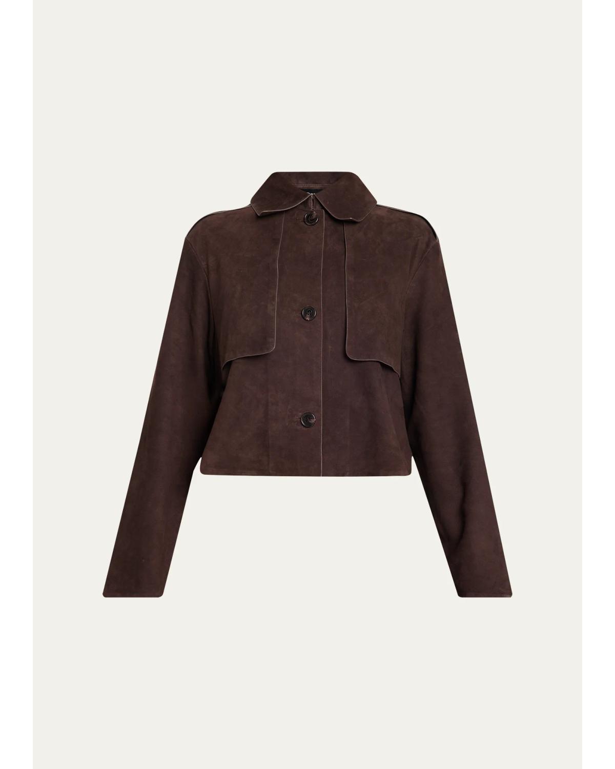 Suede Cropped Trench Coat