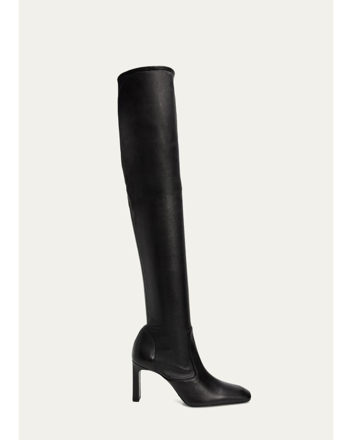 Over-the-Knee Stretch Leather Boots