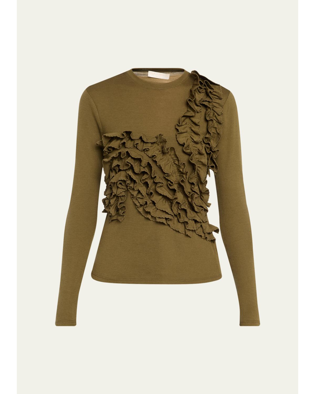 Polina Ruffled Jersey Long-Sleeve Top