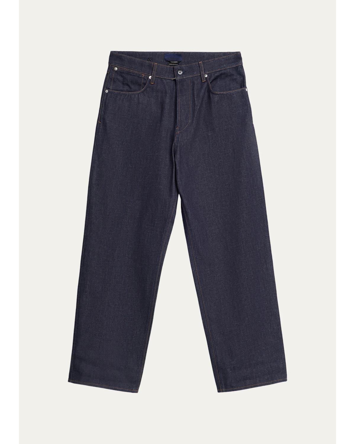 Men'S Raw Indigo Denim Relaxed Straight-Fit