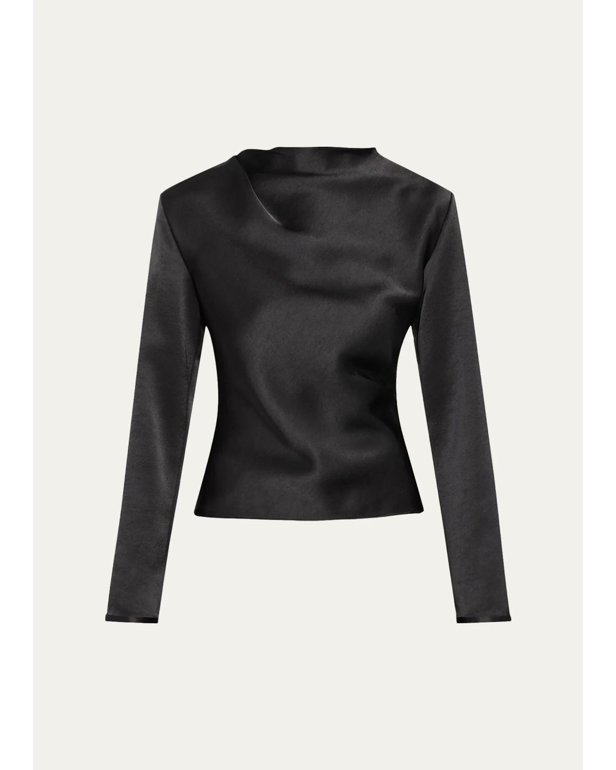 Draped Cowl-Neck Blouse
