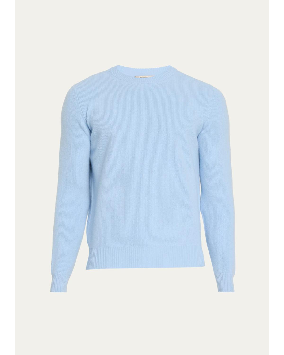 Fioroni Men's Cashmere Rib-knit Sweater In Blue Multi