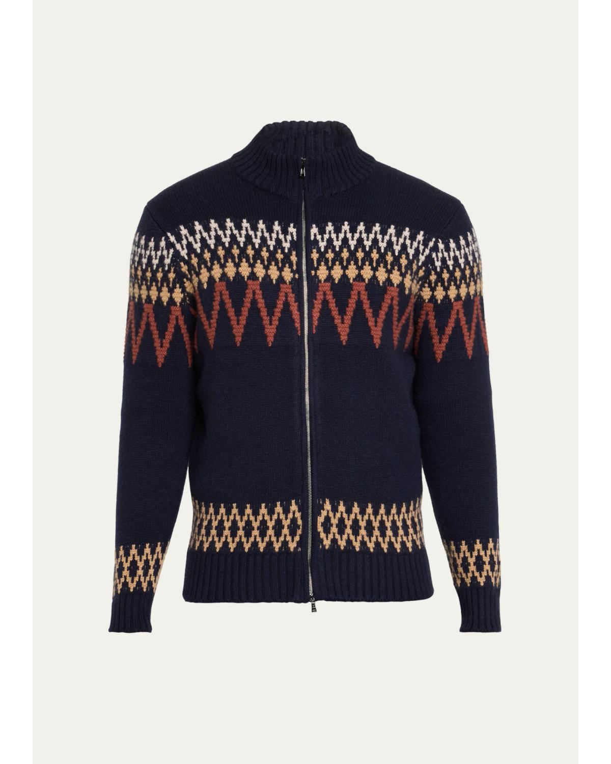 Fioroni Men's Jacquard Cashmere Jacket In Blue