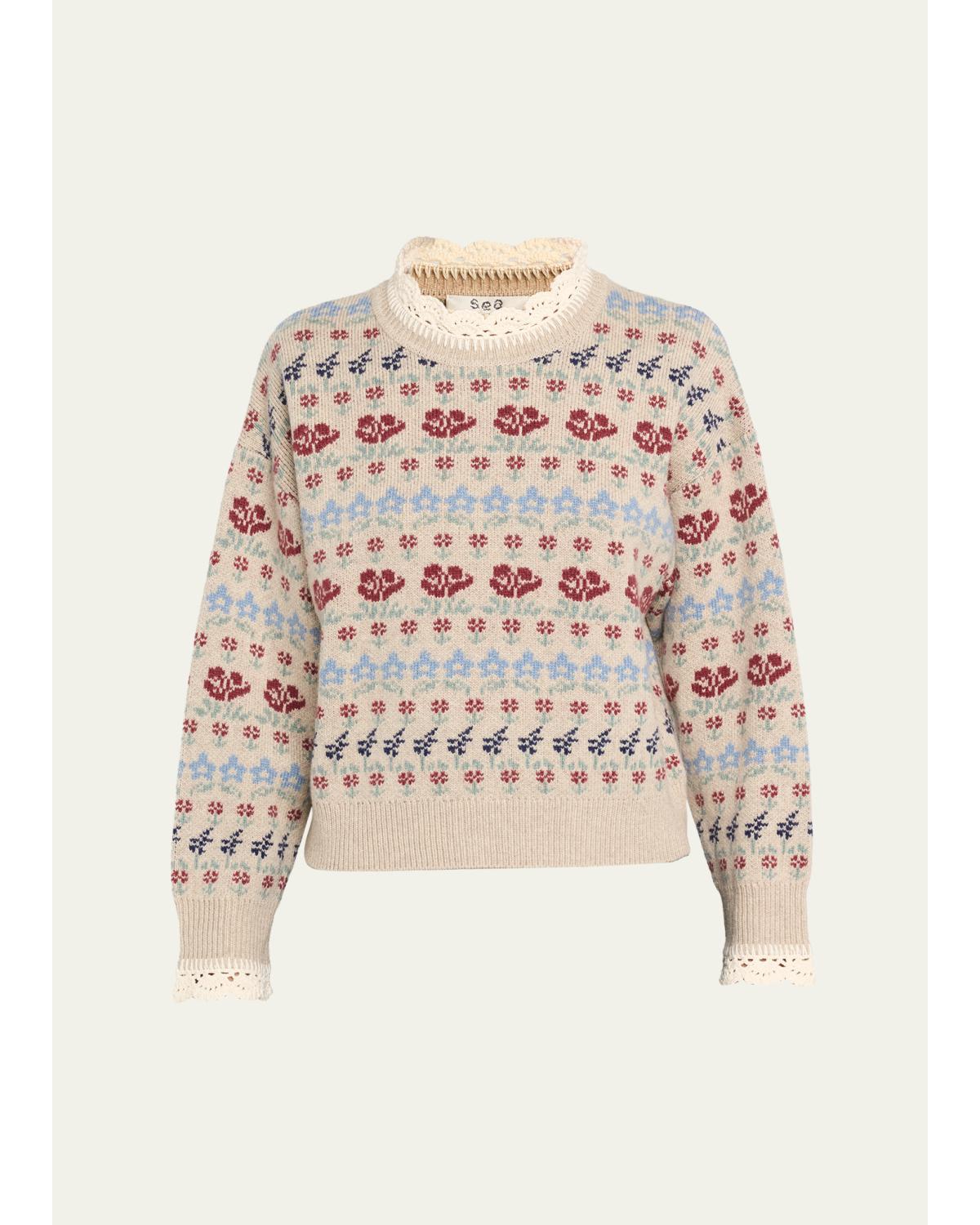 Preston Crochet-Trim Fair Isle Sweater