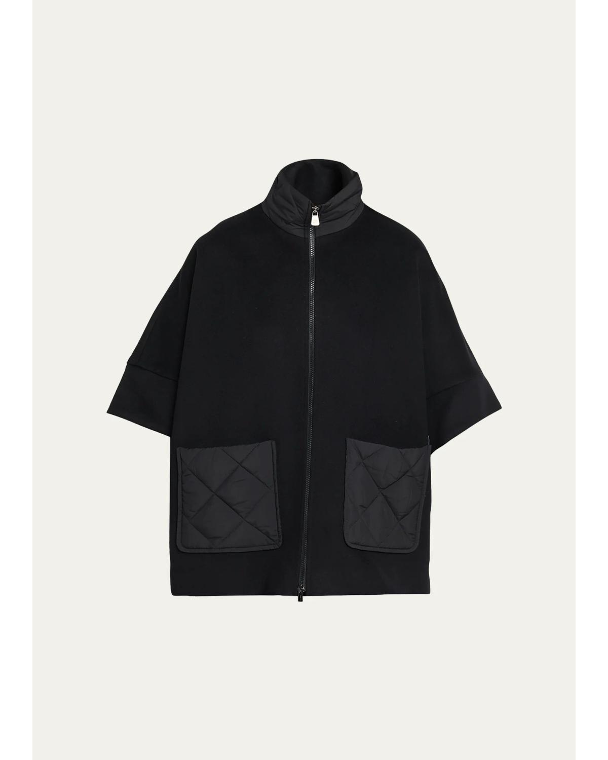Wool Cape With Quilted Pockets