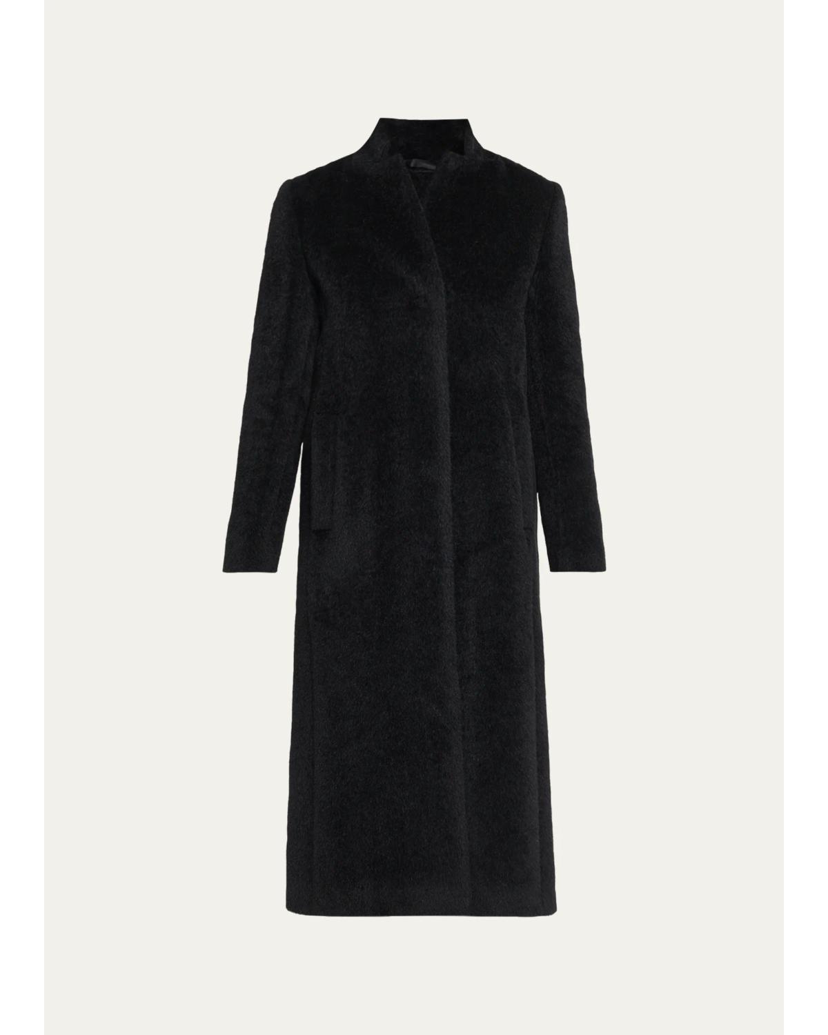 Long Stand-Collar Alpaca Coat
