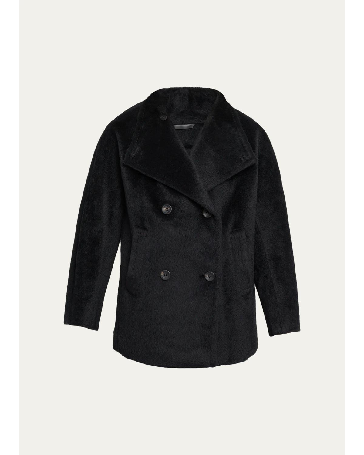 Short Alpaca-Blend Double-Breasted Jacket