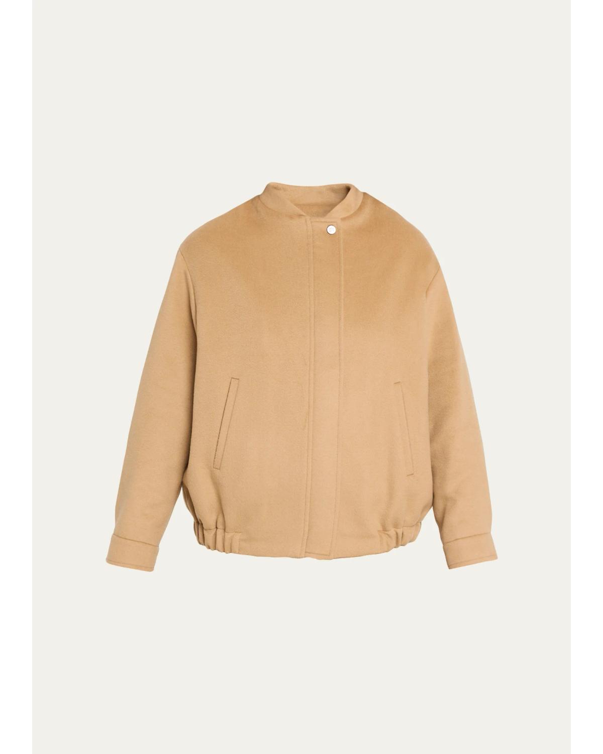 Short Collarless Bomber Jacket