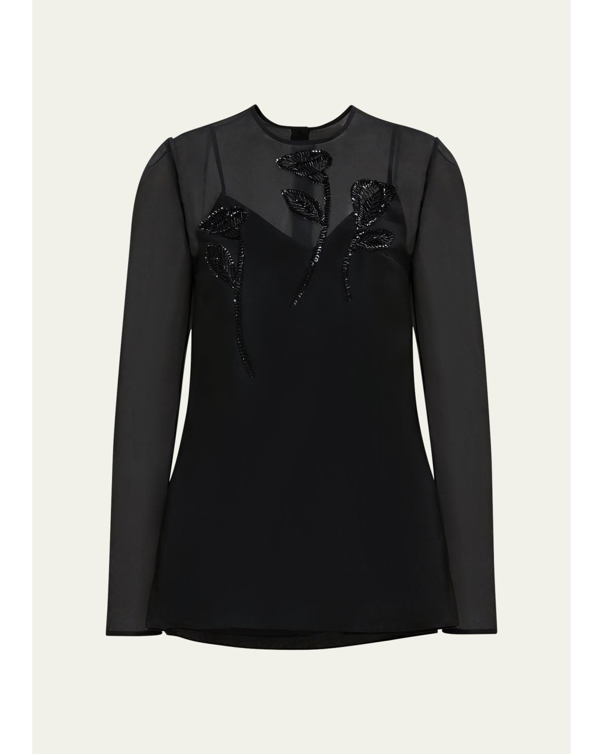 Semi-Sheer Long Sleeve Top