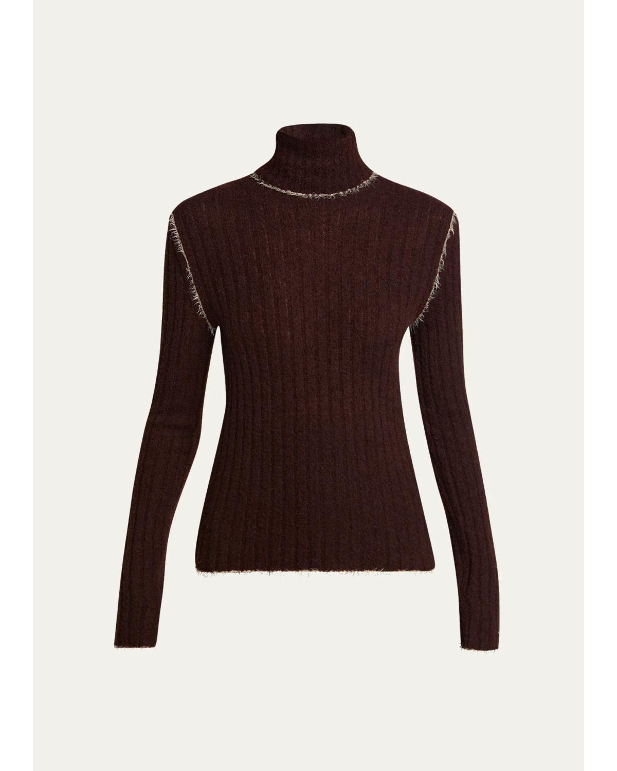 Wool-Blend Fringed Turtleneck Sweater