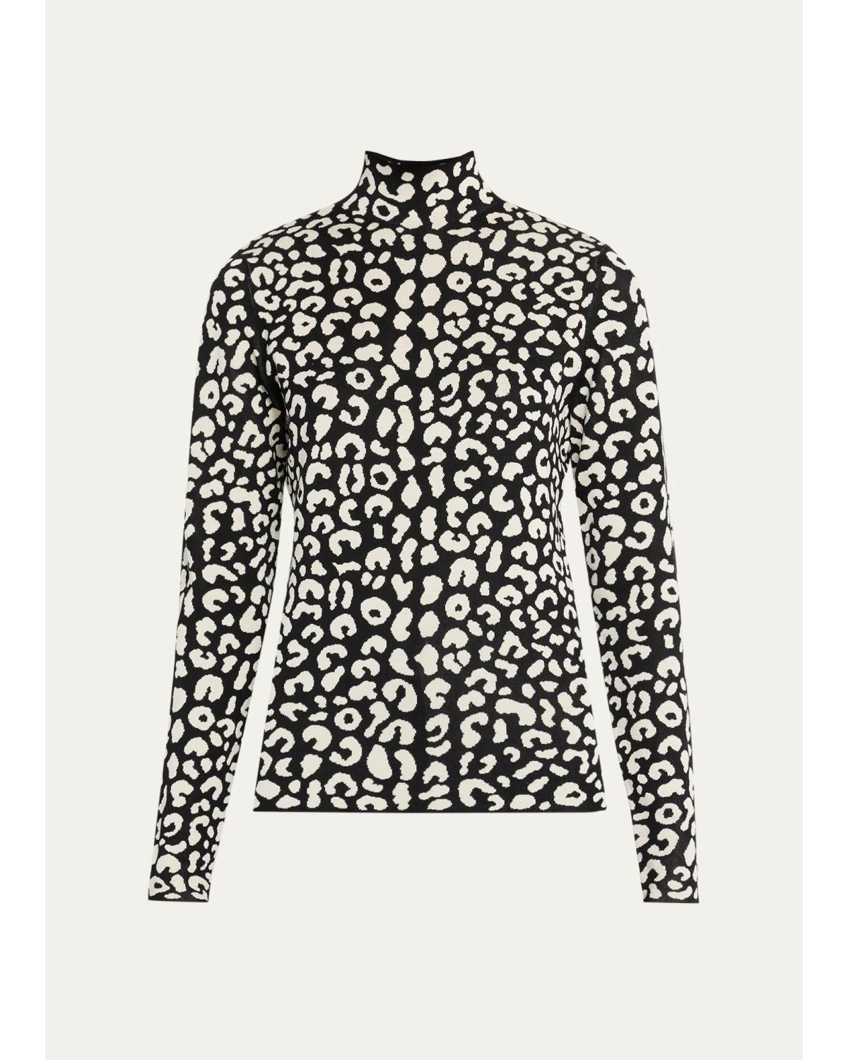 Leopard-Print Silke-Blend Turtleneck Sweater