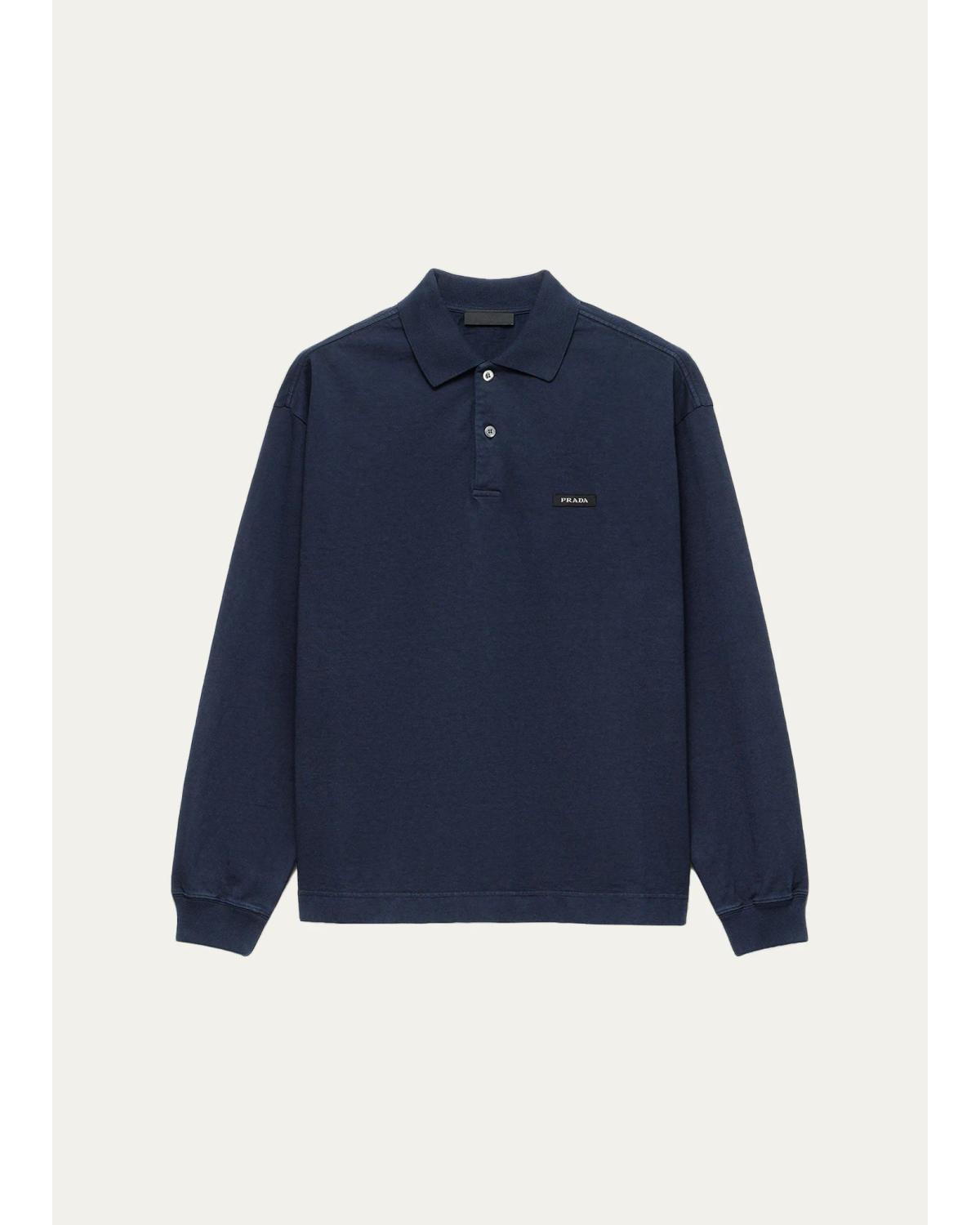 Men'S Long-Sleeved Cotton Polo Shirt