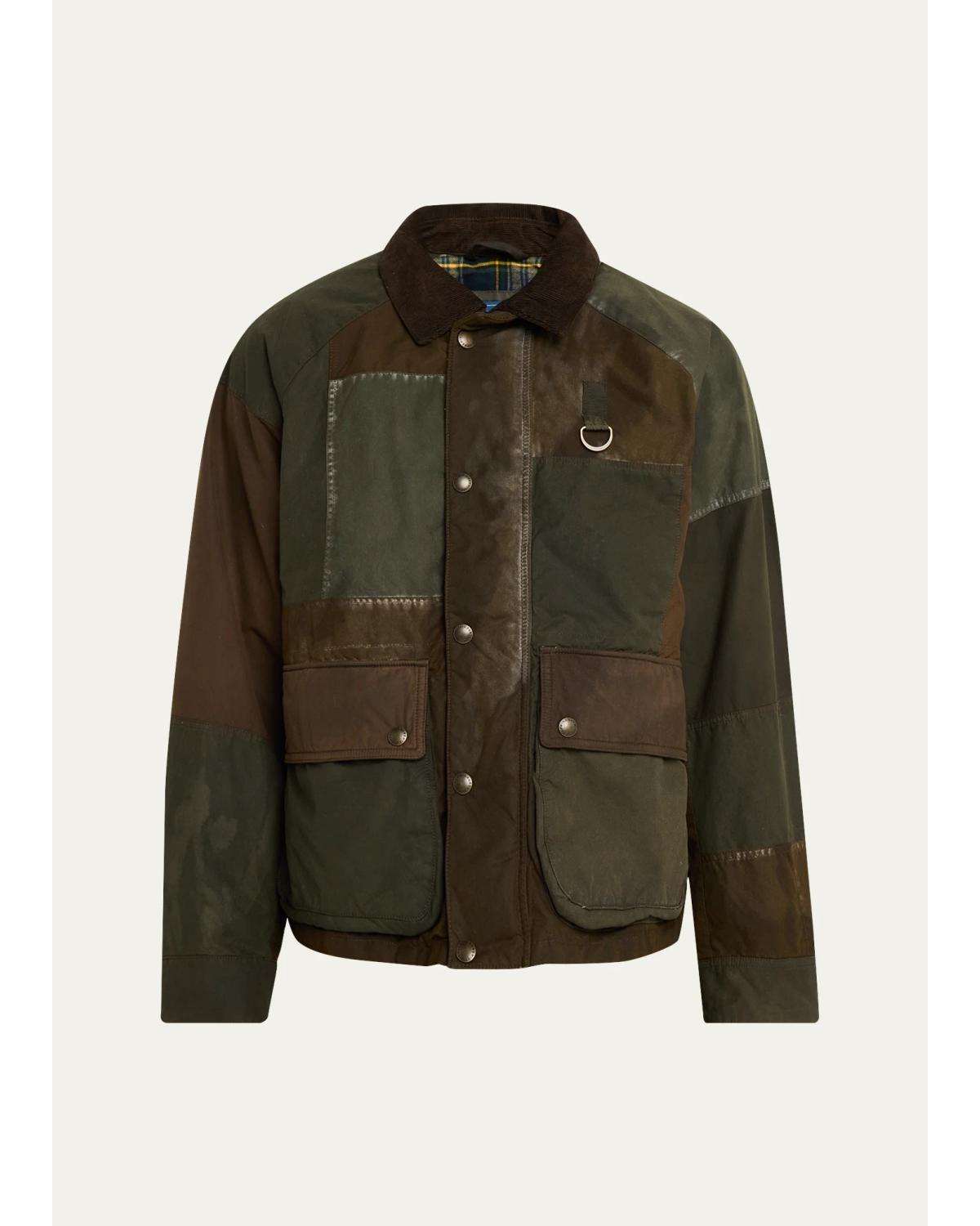 Men'S Patchwork Oilcloth Utility Jacket