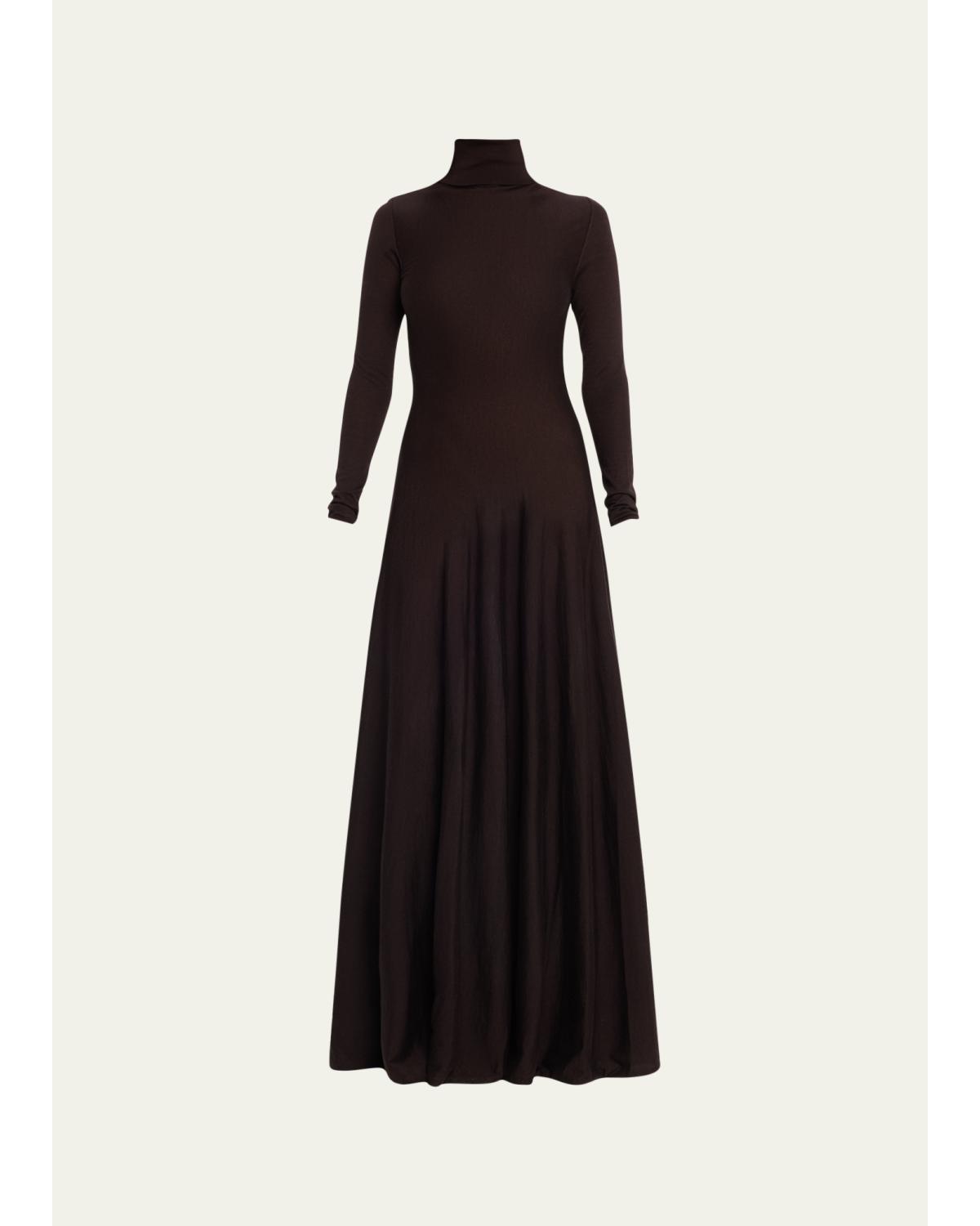 Adam Lippes Naomi Cashmere Knit Turtleneck Dress In Espresso