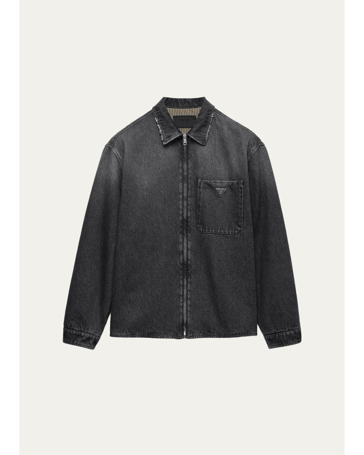 Men'S Zip-Front Denim Shirt