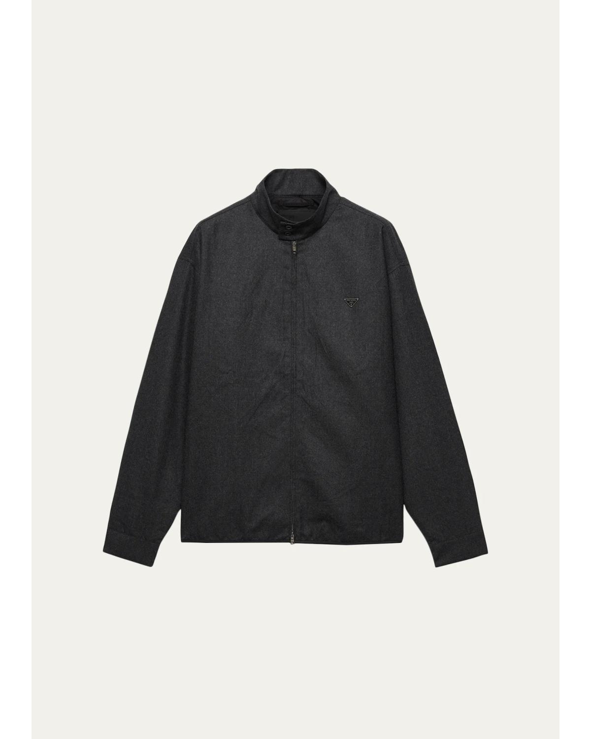 Men'S Wool Flannel Zip-Front Shirt
