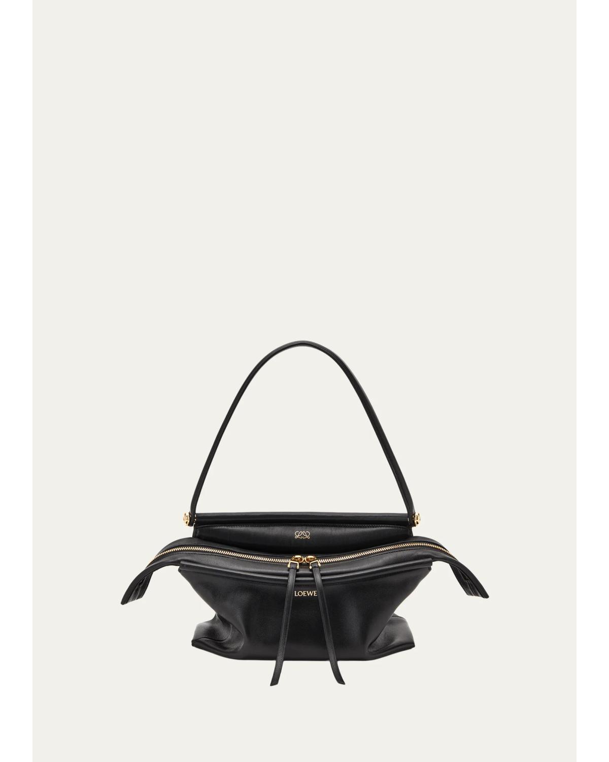 Loewe Whisker Small Leather Shoulder Bag In Black