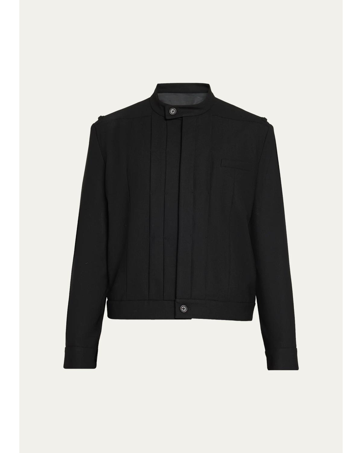 Men'S Franklin Band-Collar Pleated Jacket