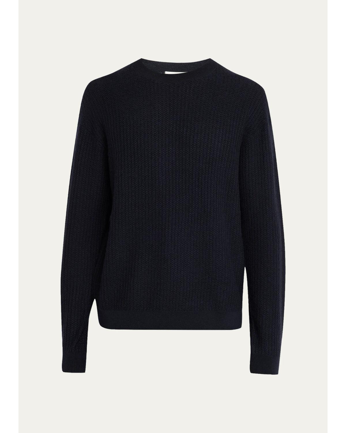 Frame Textured Wool Crewneck Sweater In Blue