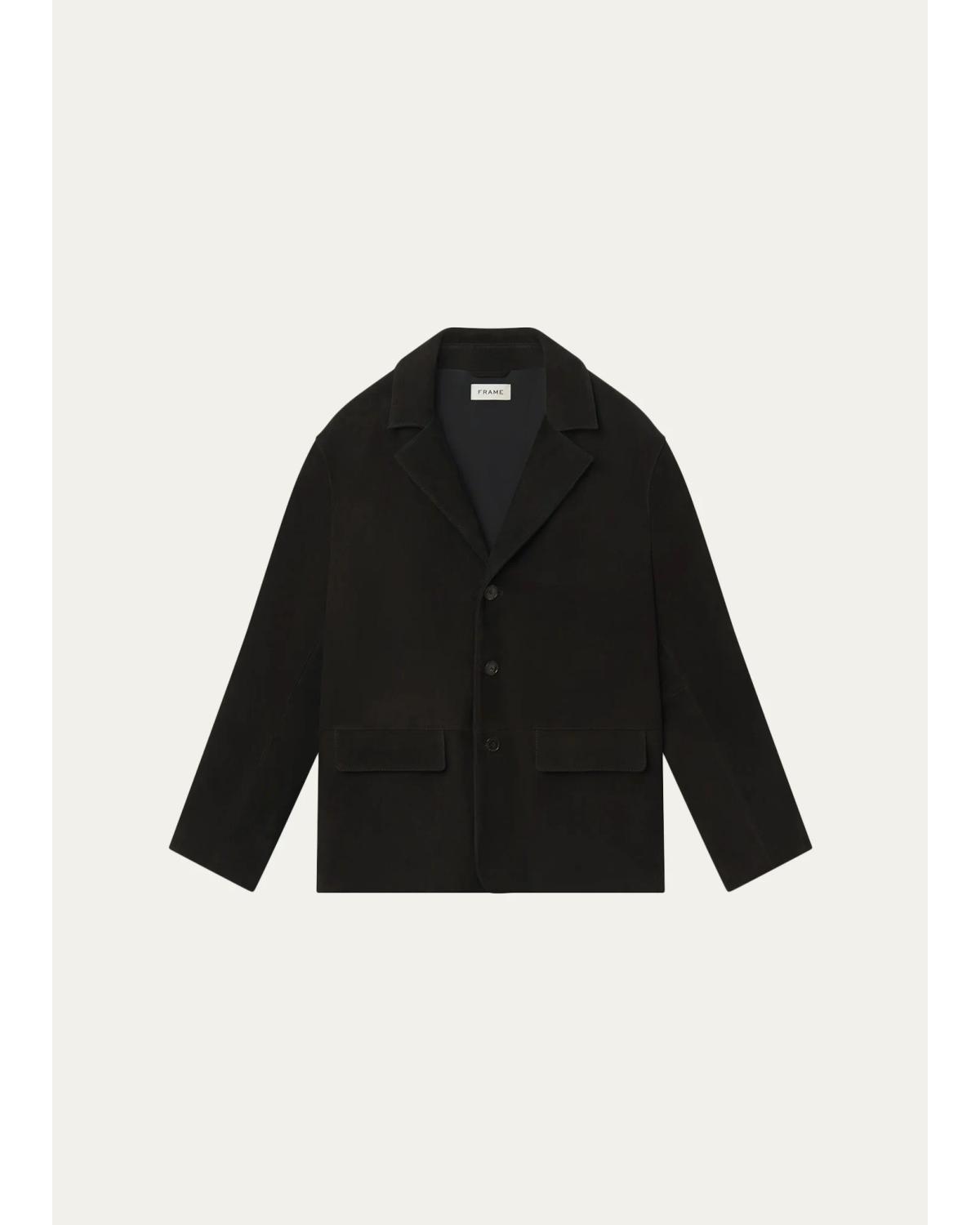 Frame Men's Suede Single-breasted Blazer In Black
