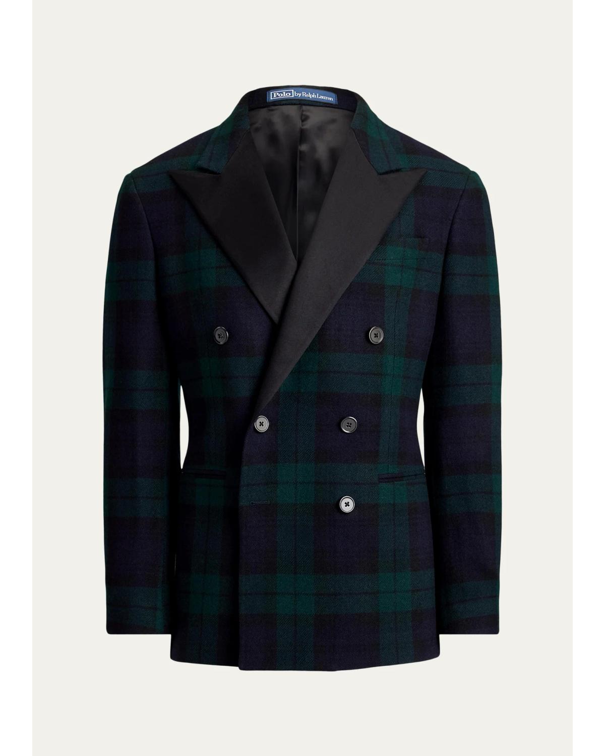 Men'S Polo Tailored Fit Plaid Tuxedo Jacket