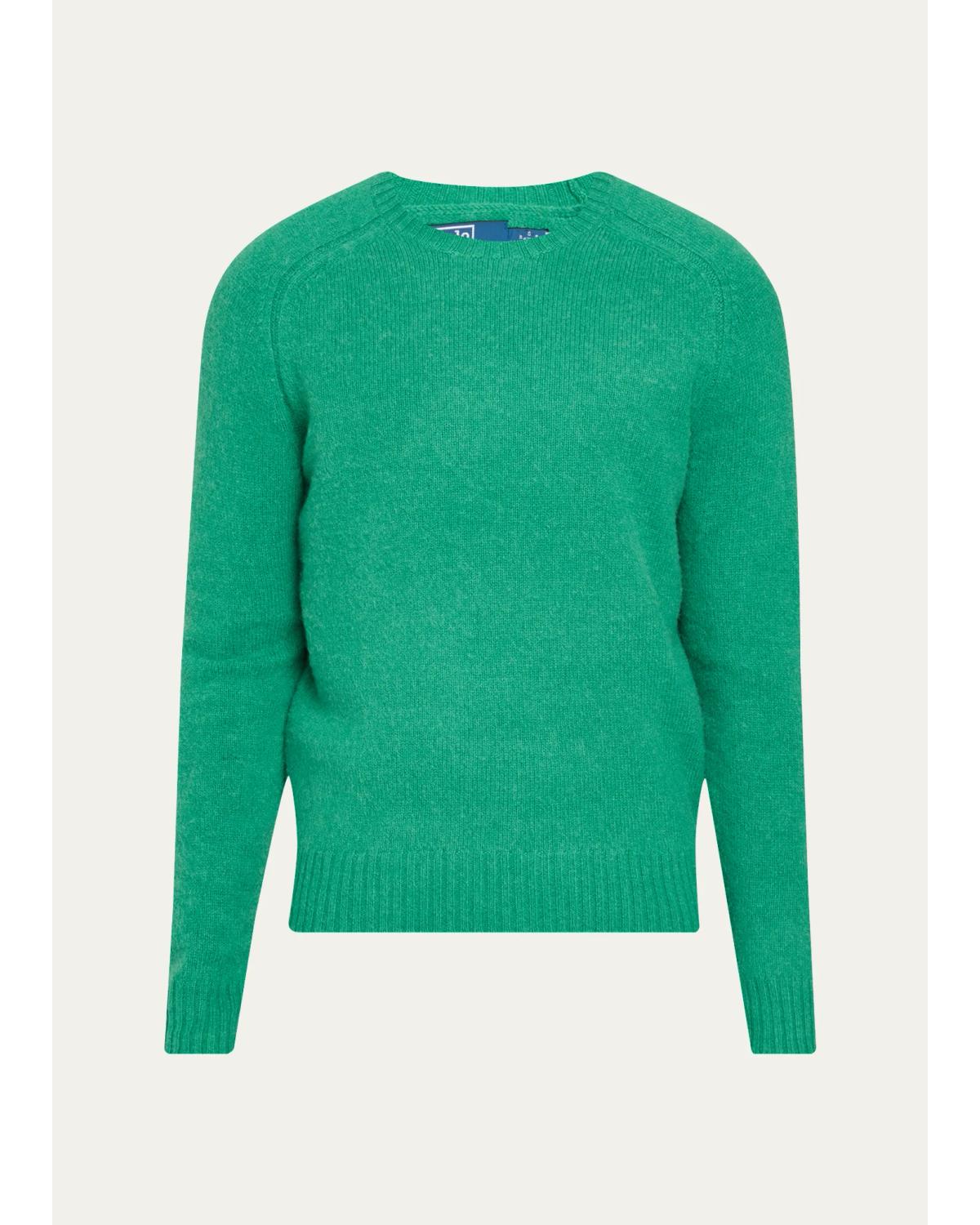 Men'S Suede-Patch Wool-Cashmere Sweater