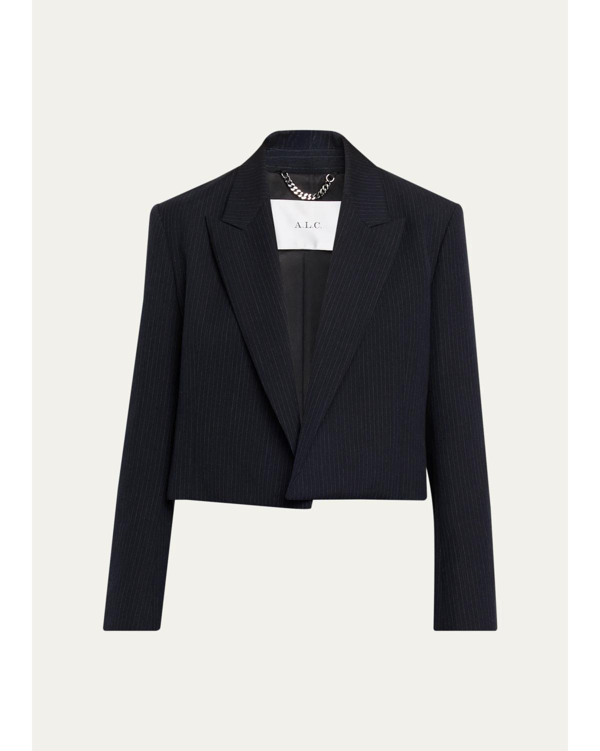 Cass Pinstripe Wool Tailored Jacket