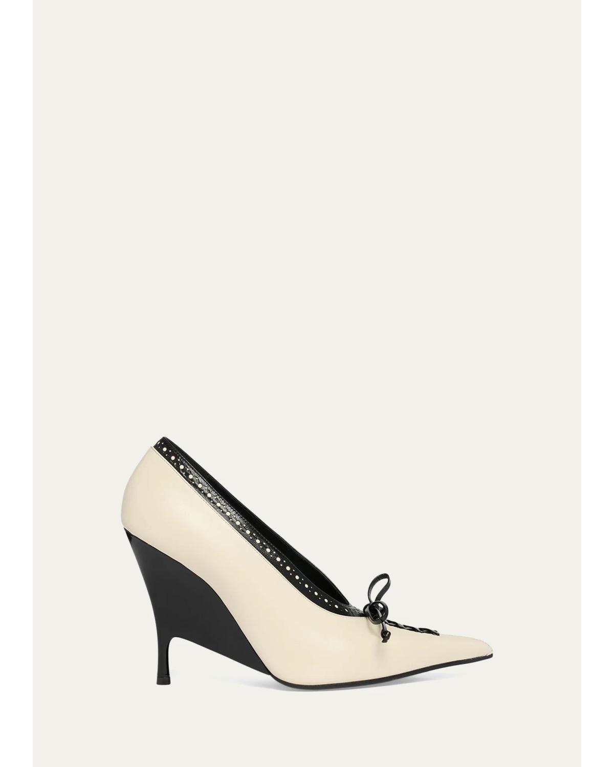 110Mm Koko Leather Wedge Pumps