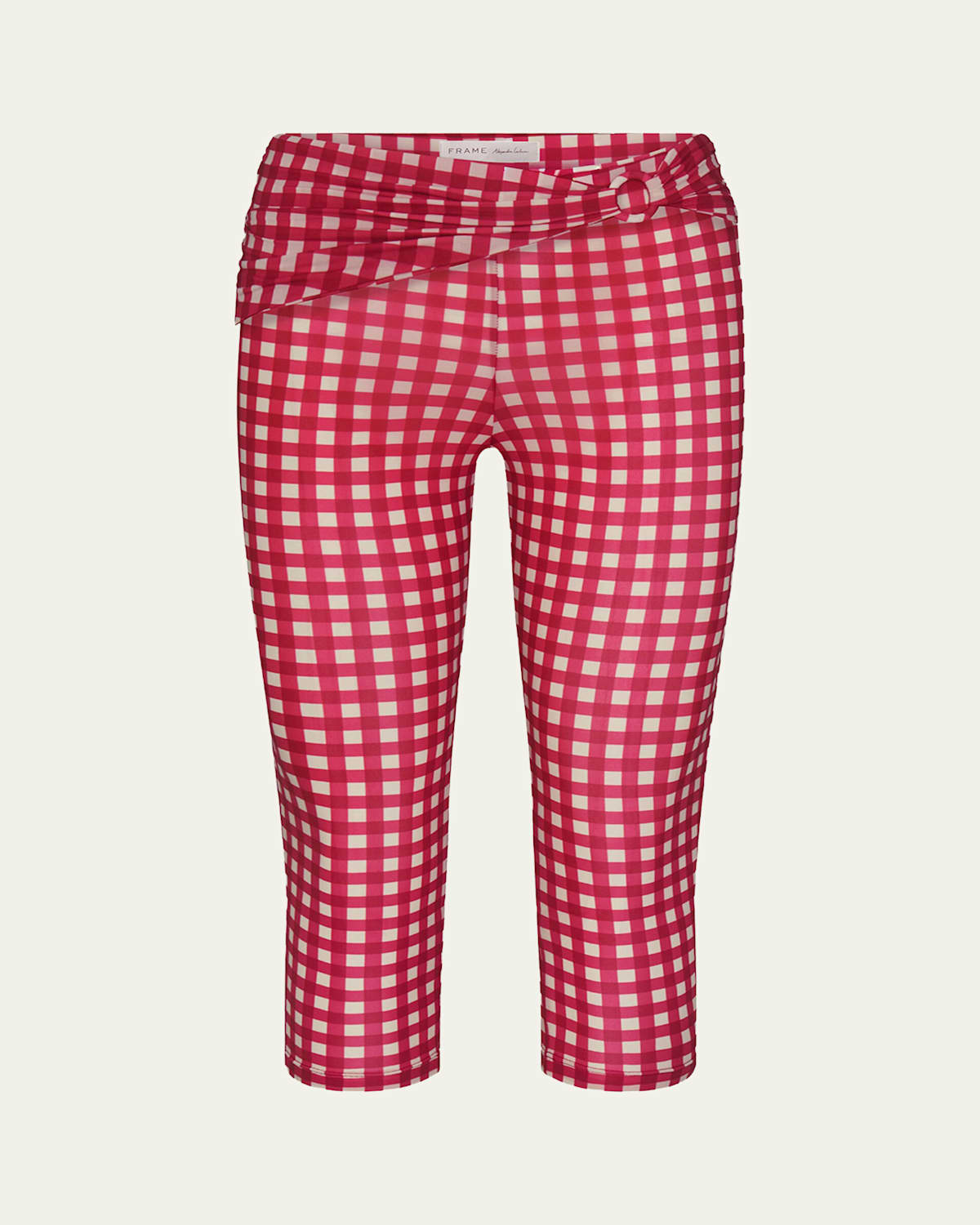 Frame X Alexandra Leclerc The Casino Capri Pants In Red Check