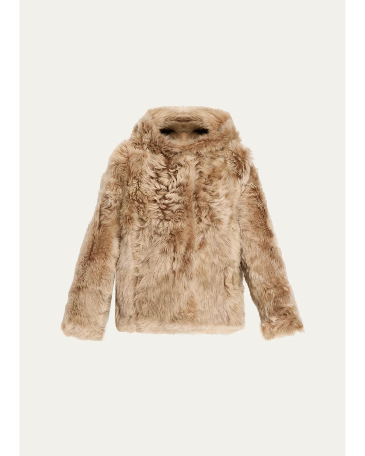 Lamb Shearling Hooded Jacket