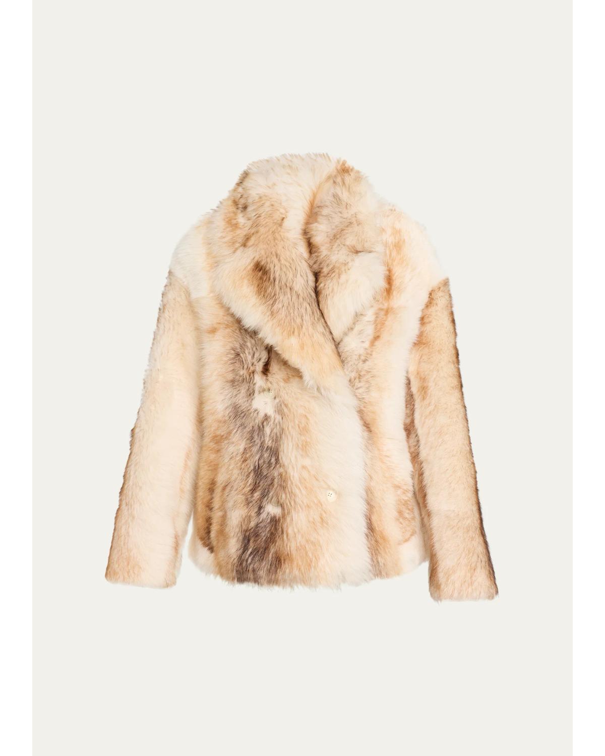 Lamb Shearling Double-Breasted Short Coat