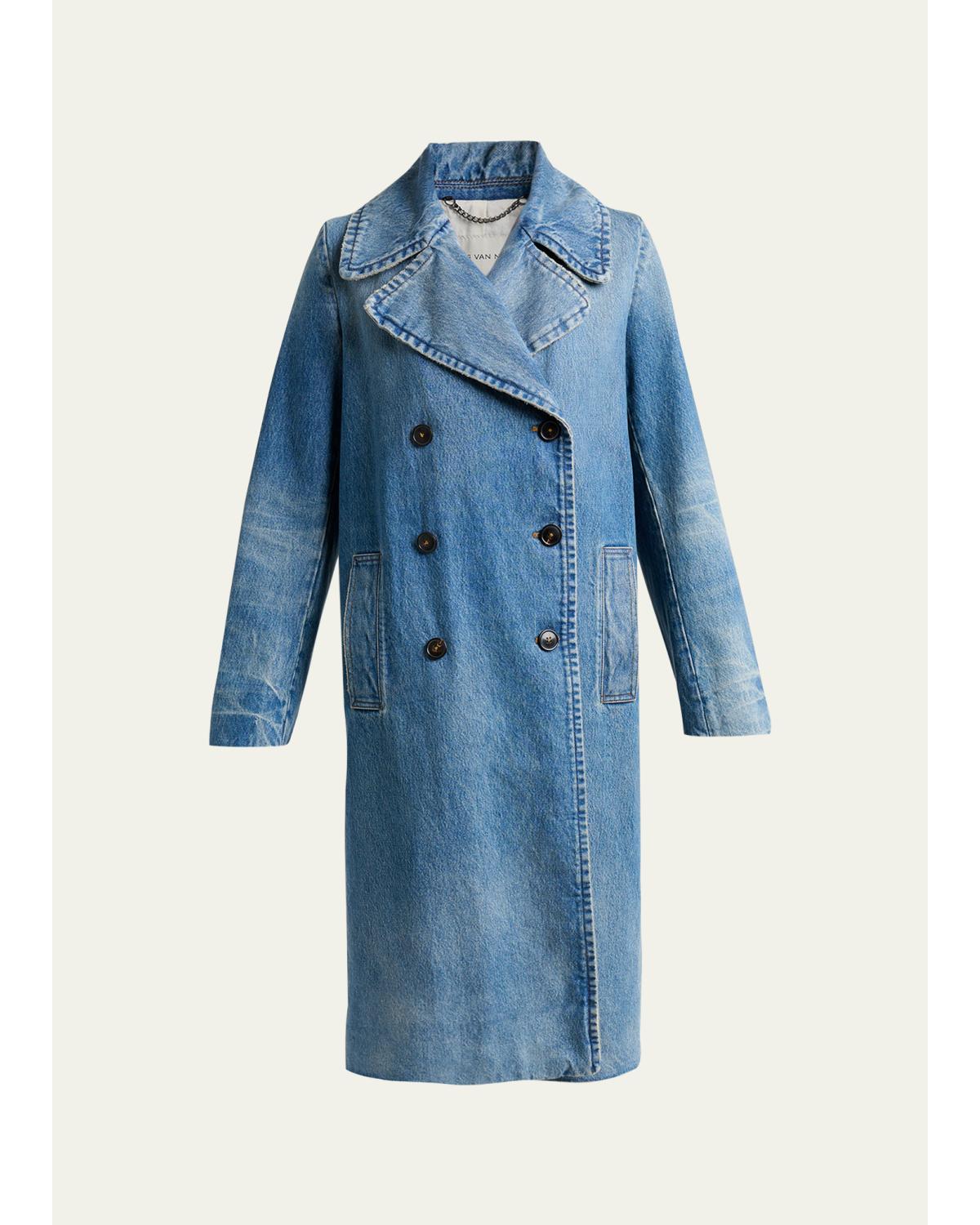 Riani Denim Double-Breasted Long Coat