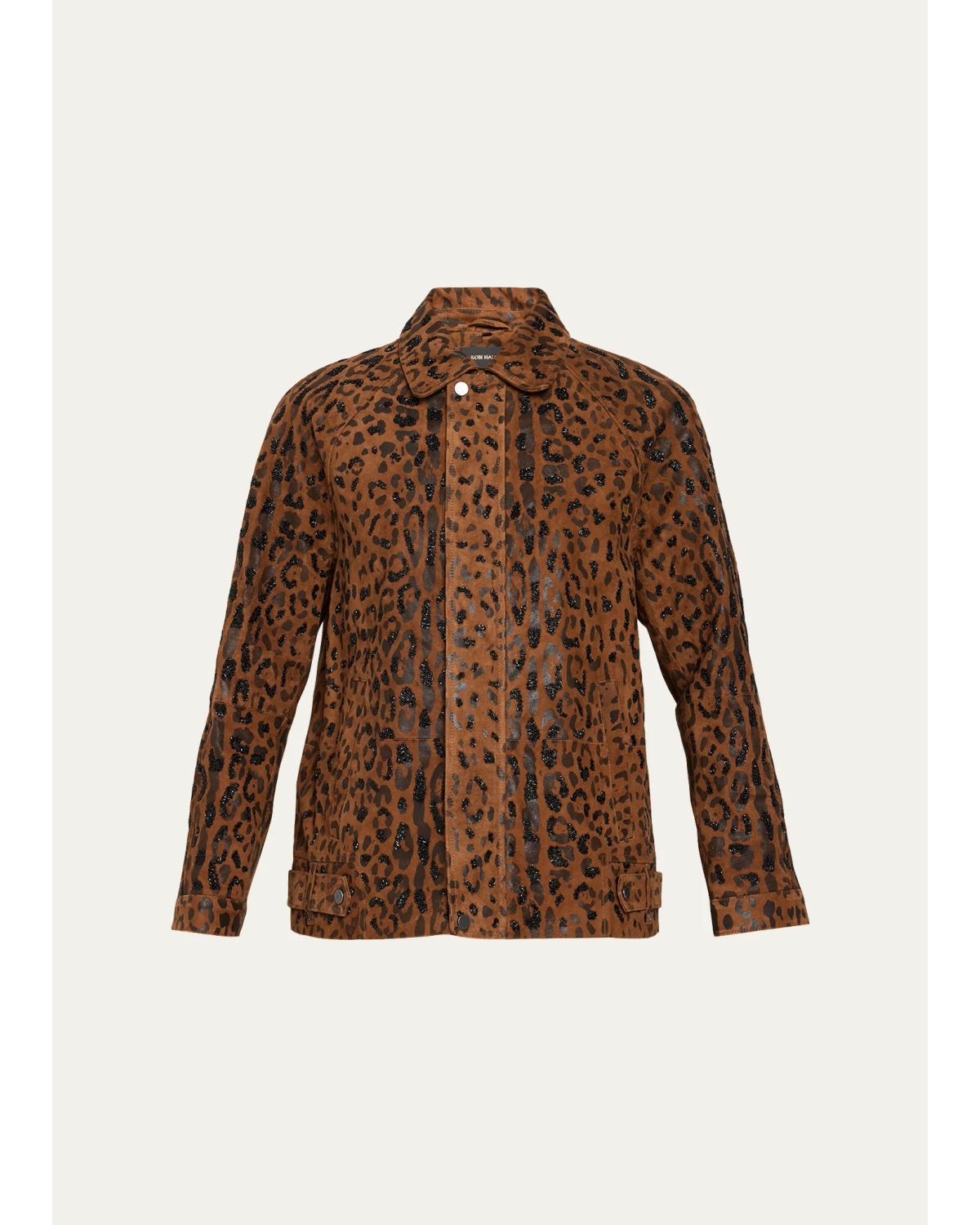 Lana Beaded Animal-Print Jacket